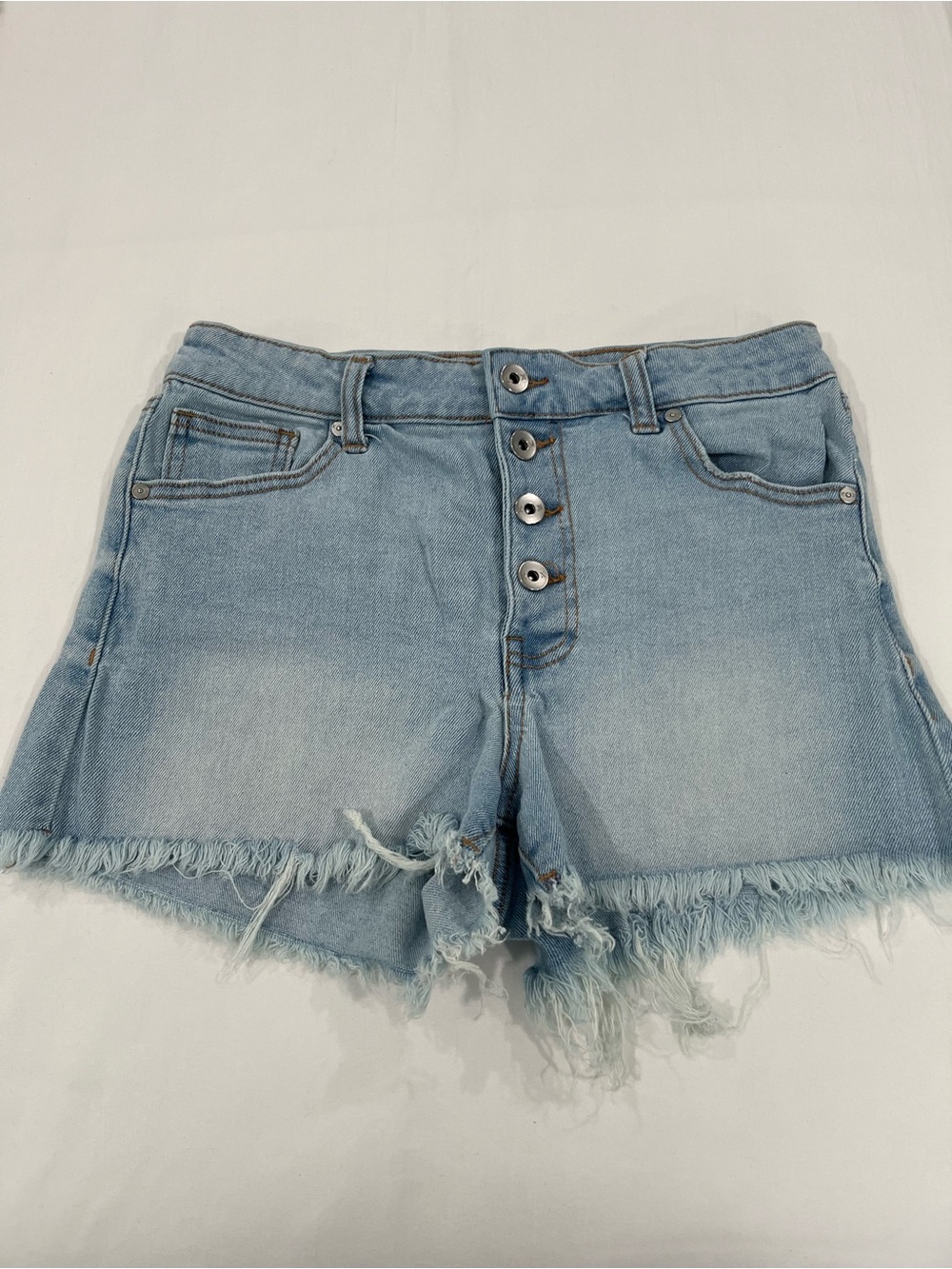 Kendall & Kylie Light Blue Frayed Hem Denim Shorts